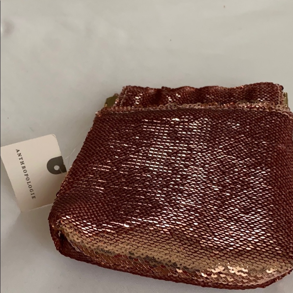 Sequin Salmon Pink Anthropologie Pouch